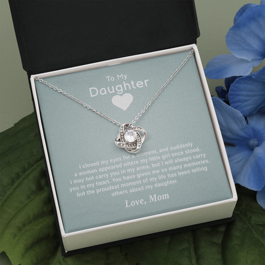Daughter — My Little Girl (Love, Mom) | 14k White Gold Stainless Steel Necklace for Daughter