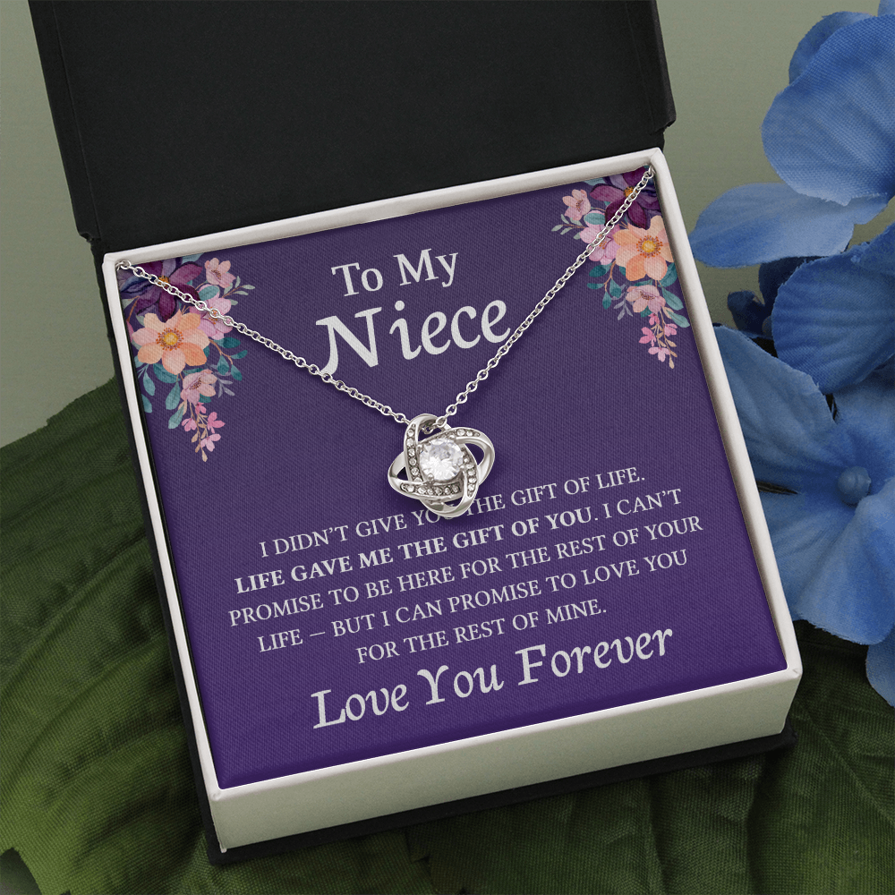 Necklace for Niece | 14k White Gold & Stainless Steel With Box and Poem Card (Purple)