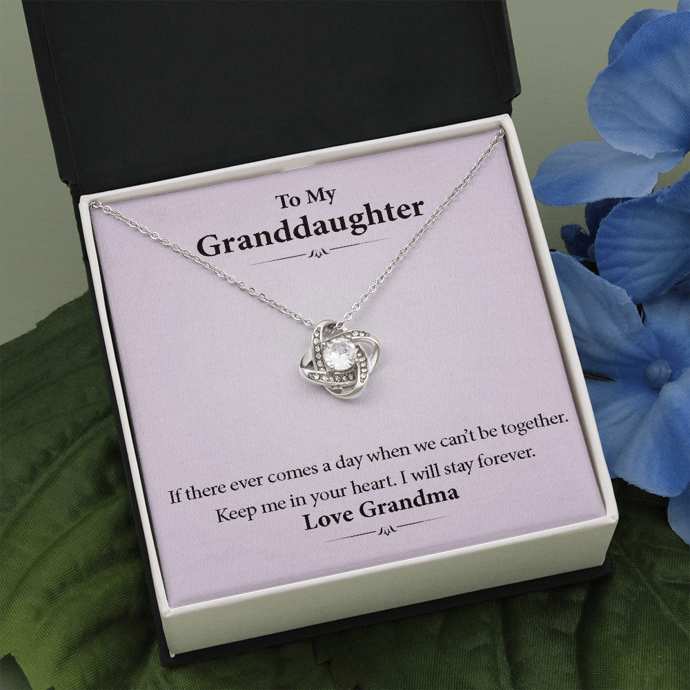 To My Granddaughter - Together Forever in Your Heart | Beautiful 14k White Gold Family Forever Love Knot | Granddaughter Keepsake Gift w/ Message Card
