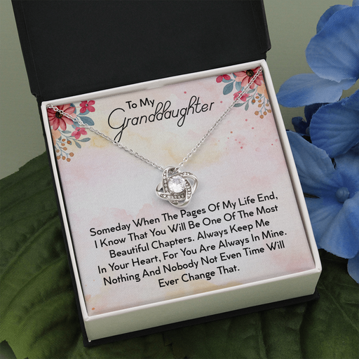 To My Granddaughter | My Promise to You | Beautiful 14k White Gold Family Forever Love Knot | Granddaughter Keepsake Gift w/ Message Card Standard Box