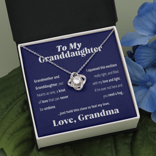 Granddaughter and Grandmother, Knot of Love | 14k White Gold and Stainless Steel Knot Necklace Two Toned Box