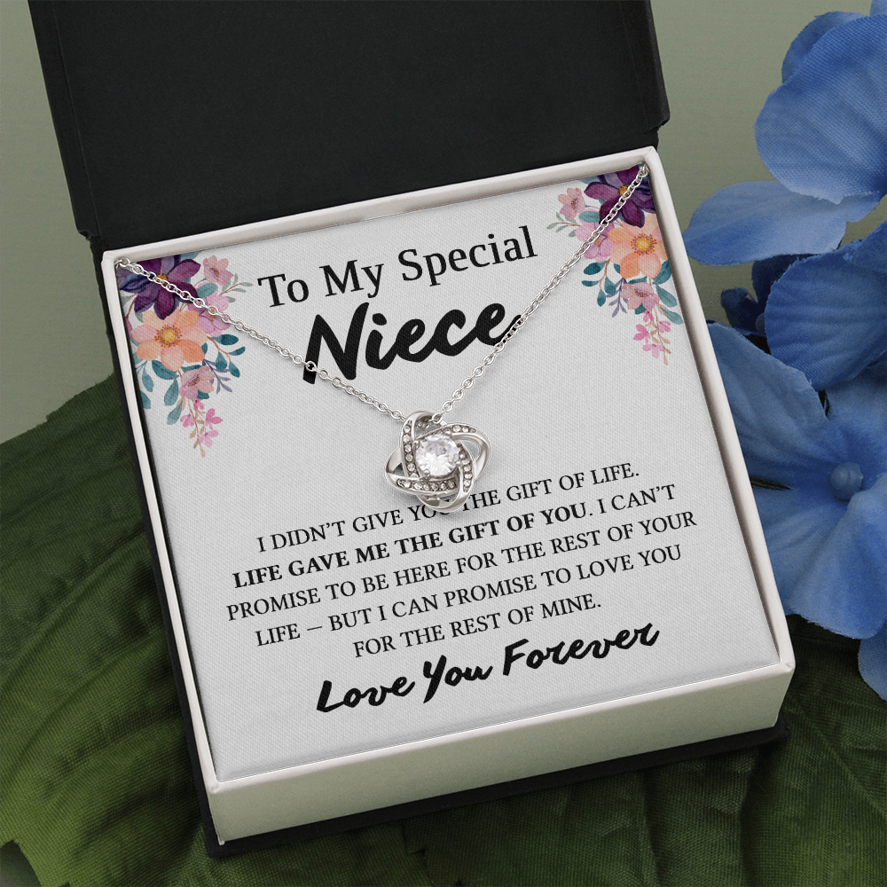Necklace for Niece | 14k White Gold & Stainless Steel With Box and Poem Card (White)