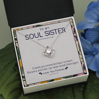 To My Soul Sister - Friends Connected At Heart 14k White Gold Necklace