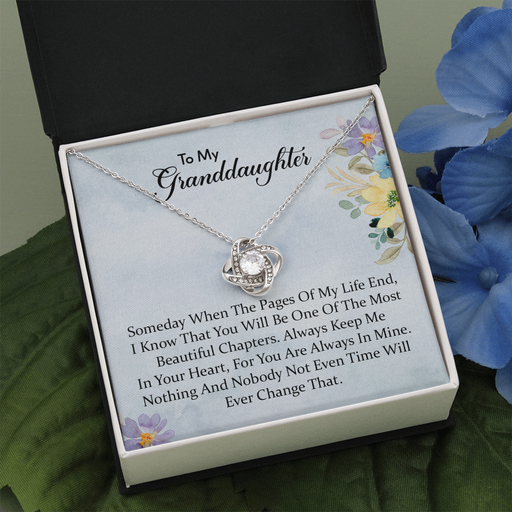 To My Granddaughter - You'll Be In My Heart | Beautiful 14k White Gold Family Forever Love Knot | Granddaughter Keepsake Gift w/ Message Card Standard Box