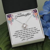 To My Granddaughter - Here for The Rest of Your Life | Beautiful 14k White Gold Family Forever Love Knot | Granddaughter Keepsake Gift w/ Message Card