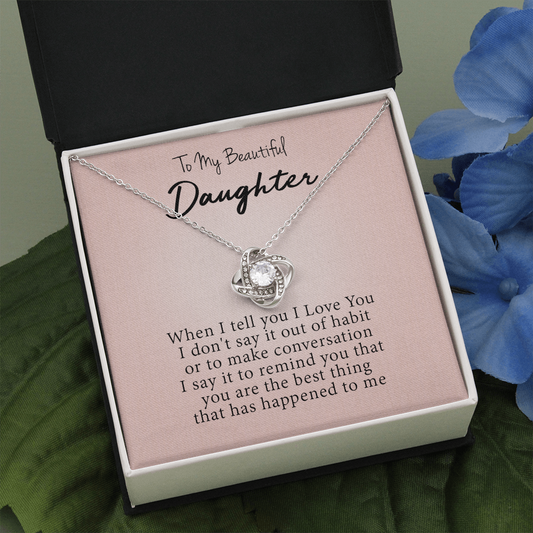 To My Granddaughter - I Love You | Beautiful 14k White Gold Family Forever Love Knot | Granddaughter Keepsake Gift w/ Message Card
