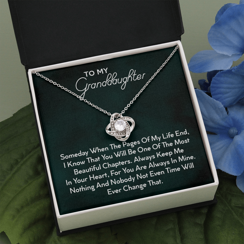To My Granddaughter | Beautiful 14k White Gold Family Forever Love Knot | Granddaughter Keepsake Gift w/ Message Card