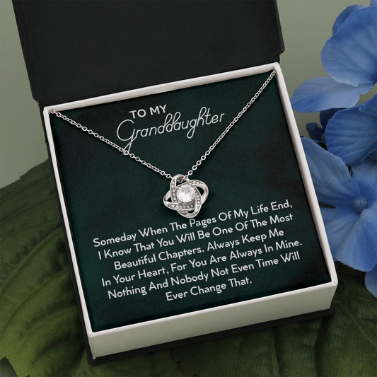 To My Granddaughter | Beautiful 14k White Gold Family Forever Love Knot | Granddaughter Keepsake Gift w/ Message Card