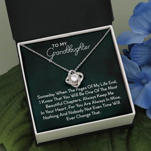 To My Granddaughter | Beautiful 14k White Gold Family Forever Love Knot | Granddaughter Keepsake Gift w/ Message Card Standard Box