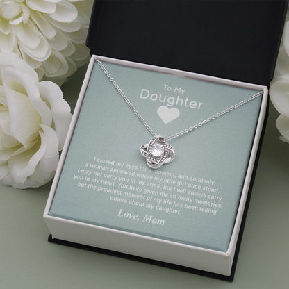 Daughter — My Little Girl (Love, Mom) | 14k White Gold Stainless Steel Necklace for Daughter