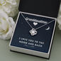 To My Granddaughter - To The Moon and Back | Beautiful 14k White Gold Family Forever Love Knot | Granddaughter Keepsake Gift w/ Message Card
