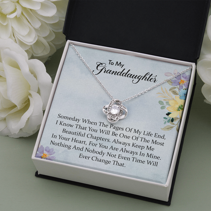 To My Granddaughter - You'll Be In My Heart  | Beautiful 14k White Gold Family Forever Love Knot | Granddaughter Keepsake Gift w/ Message Card