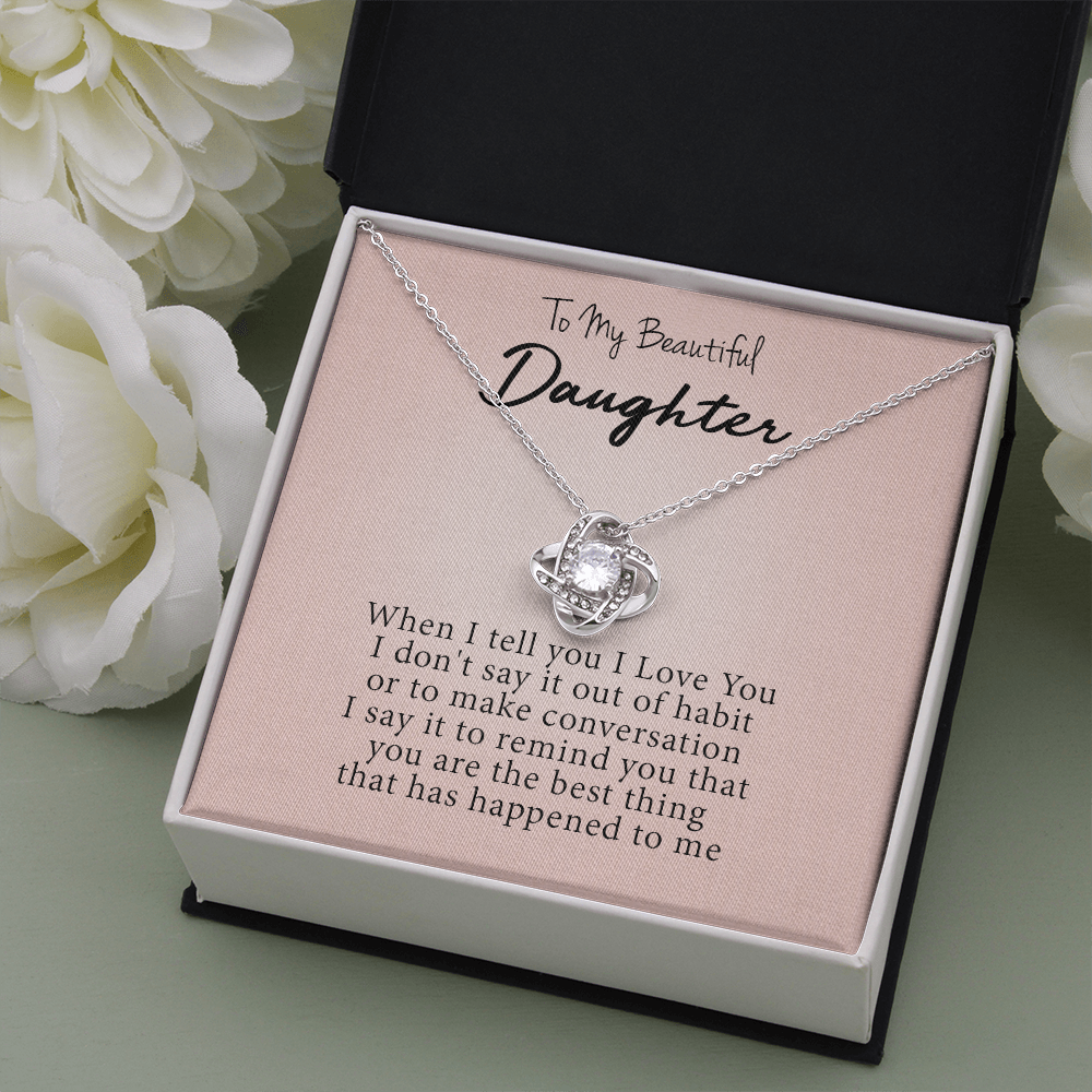 To My Granddaughter - I Love You | Beautiful 14k White Gold Family Forever Love Knot | Granddaughter Keepsake Gift w/ Message Card