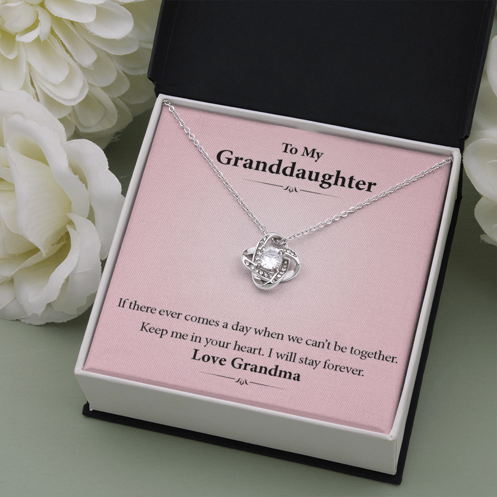 To My Granddaughter - In Your Heart Forever | Beautiful 14k White Gold Family Forever Love Knot | Granddaughter Keepsake Gift w/ Message Card