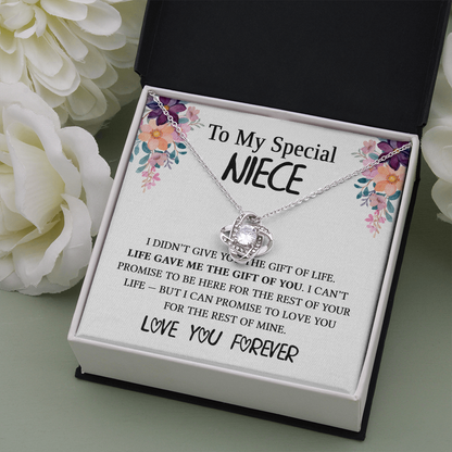 Necklace for Niece, Love You Forever | 14k White Gold & Stainless Steel With Box and Poem Card (White)
