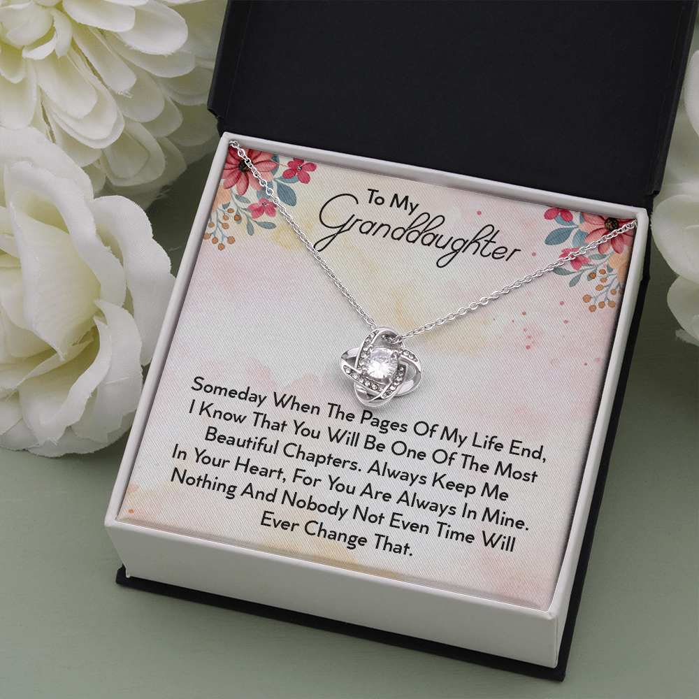 To My Granddaughter | My Promise to You | Beautiful 14k White Gold Family Forever Love Knot | Granddaughter Keepsake Gift w/ Message Card