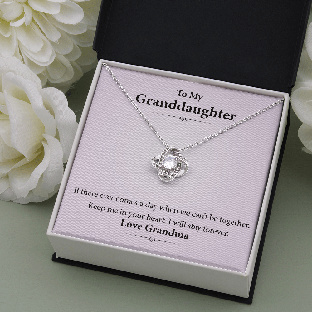 To My Granddaughter - Together Forever in Your Heart | Beautiful 14k White Gold Family Forever Love Knot | Granddaughter Keepsake Gift w/ Message Card