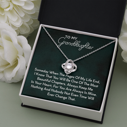 To My Granddaughter | Beautiful 14k White Gold Family Forever Love Knot | Granddaughter Keepsake Gift w/ Message Card