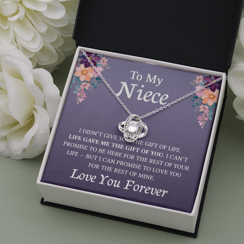 Necklace for Niece | 14k White Gold & Stainless Steel With Box and Poem Card (Lilac)