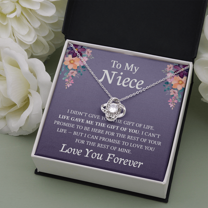 Necklace for Niece | 14k White Gold & Stainless Steel With Box and Poem Card (Lilac)