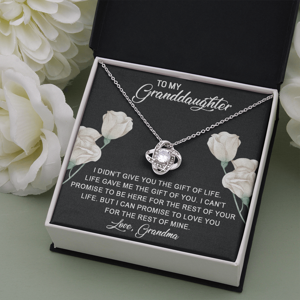 To My Granddaughter | Beautiful 14k White Gold Family Forever Love Knot | Granddaughter Keepsake Gift w/ Message Card