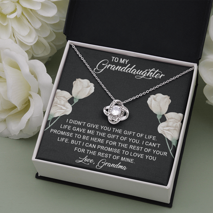 To My Granddaughter | Beautiful 14k White Gold Family Forever Love Knot | Granddaughter Keepsake Gift w/ Message Card