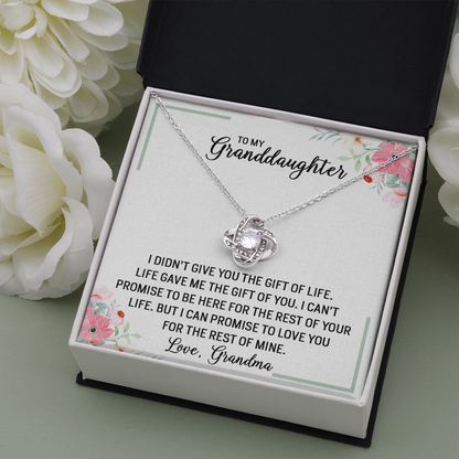 To My Granddaughter - Promise to Love You | Beautiful 14k White Gold Family Forever Love Knot | Granddaughter Keepsake Gift w/ Message Card