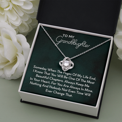 To My Granddaughter - You'll Be In My Heart | Beautiful 14k White Gold Family Forever Love Knot | Granddaughter Keepsake Gift w/ Message Card