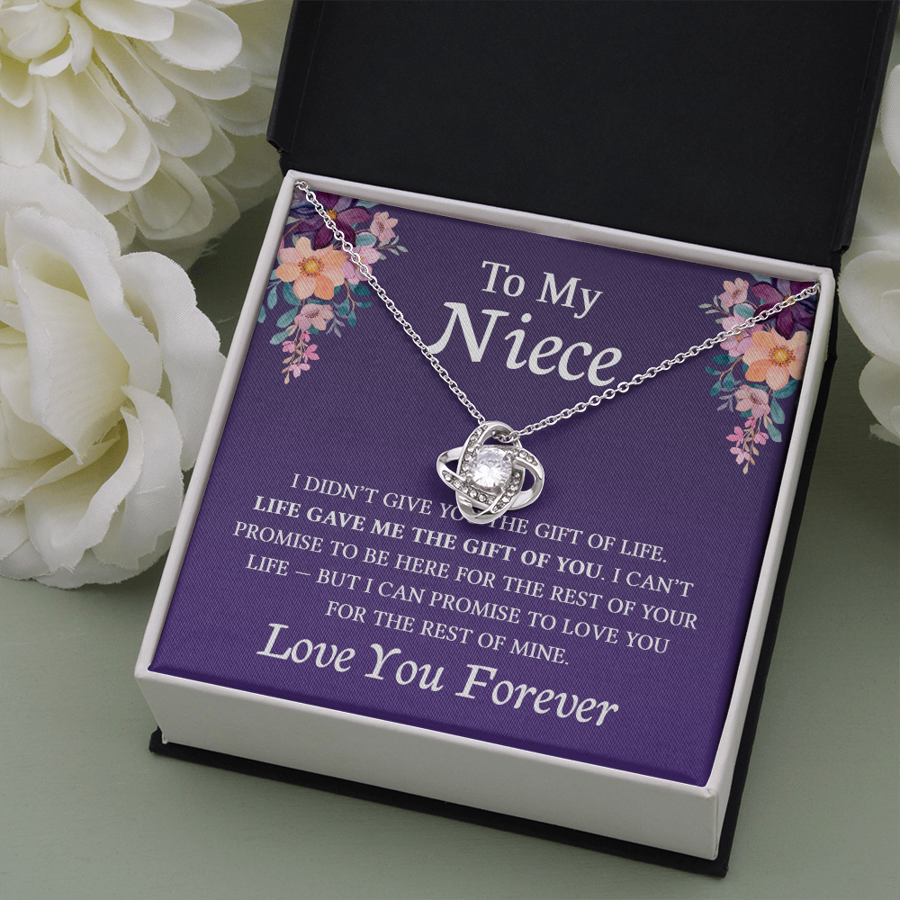 Necklace for Niece | 14k White Gold & Stainless Steel With Box and Poem Card (Purple)