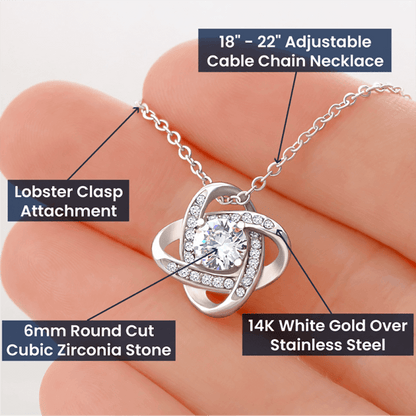 Granddaughter - Warm Hugs (Grandma & Grandpa) | Beautiful 14k White Gold Granddaughter Knot Necklace