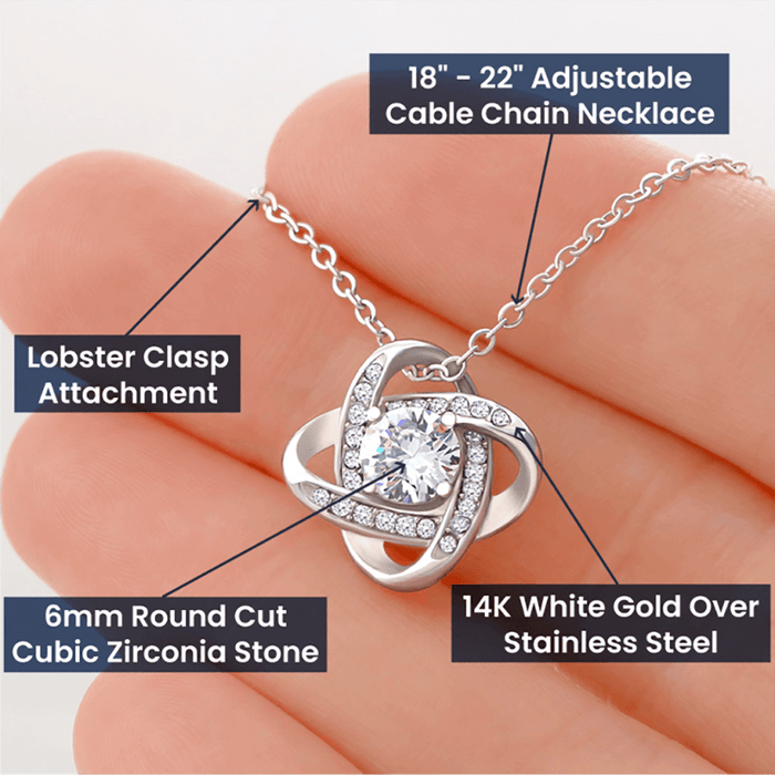 Granddaughter - Our Love (Blue) | Beautiful 14k White Gold Granddaughter Knot Necklace