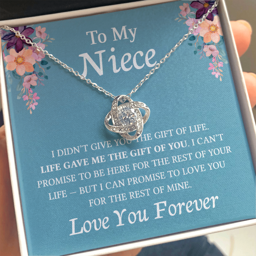 Necklace for Niece | 14k White Gold & Stainless Steel With Box and Poem Card (Blue)