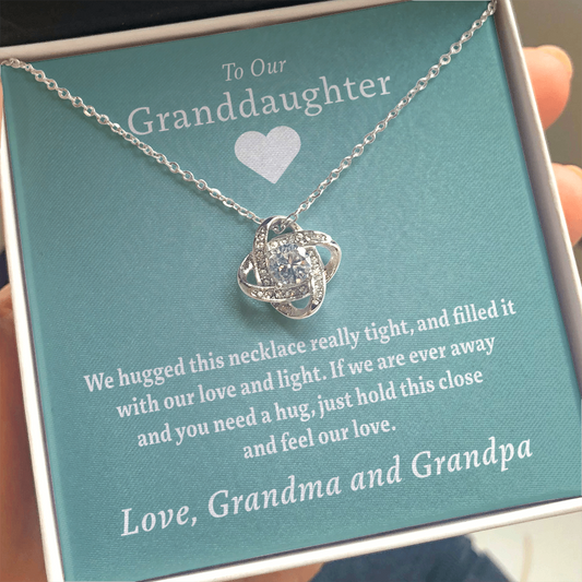 Granddaughter - Our Love (Grandma & Grandpa) | Beautiful 14k White Gold Necklace