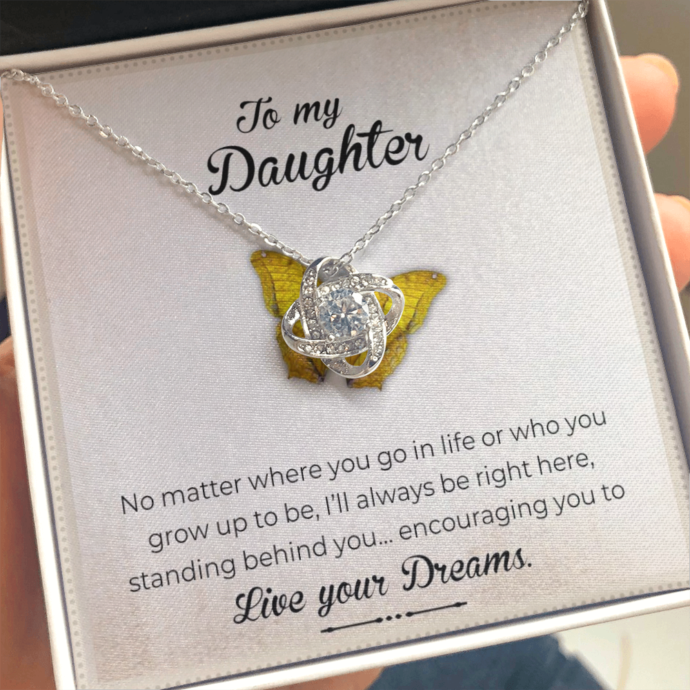 To My Daughter - Live Your Dreams | Artisan Crafted 14k Gold Family Knot Necklace