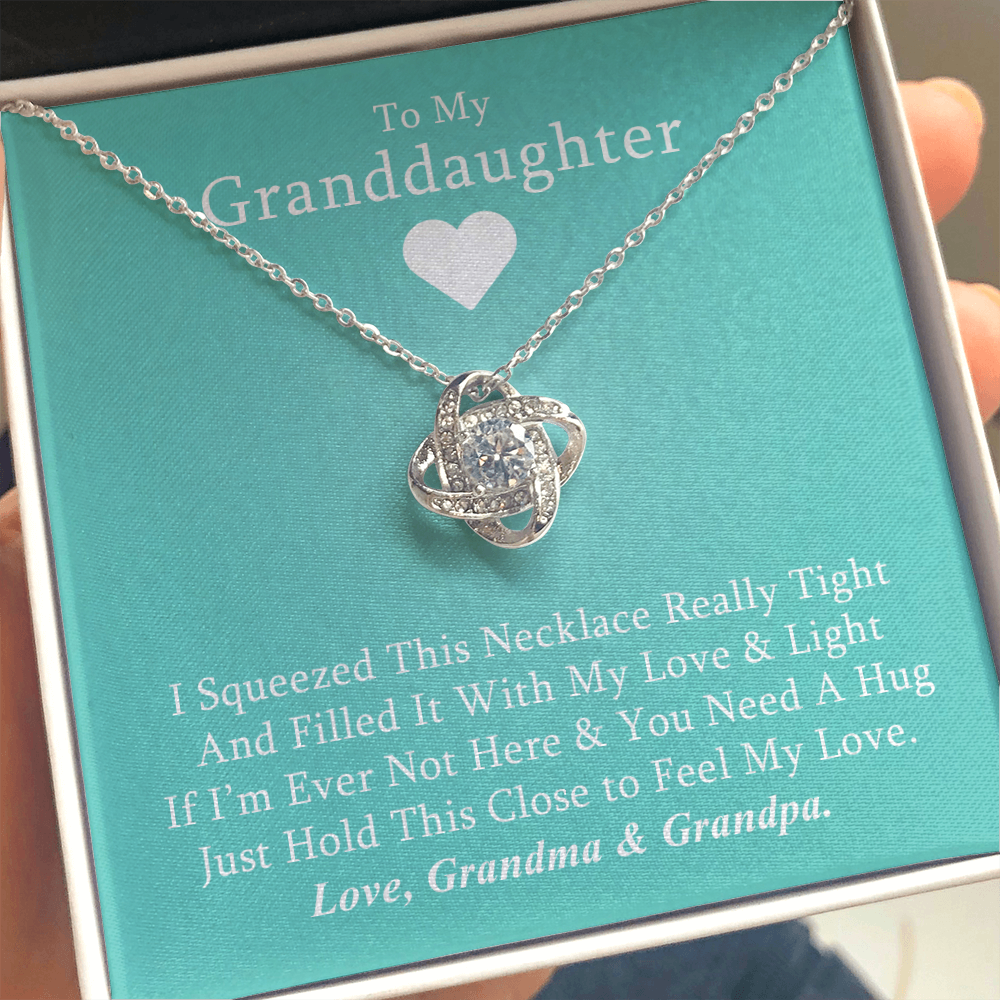 To My Grand Daughter (Love Grandpa/Grandma) | Artisan Crafted 14k Gold Family Knot Necklace