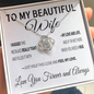To My Beautiful Wife — My Love and Life | 14k White Gold and Surgical Grade Stainless Steel | Lifetime Warranty, Message Card, & Jewelry Box