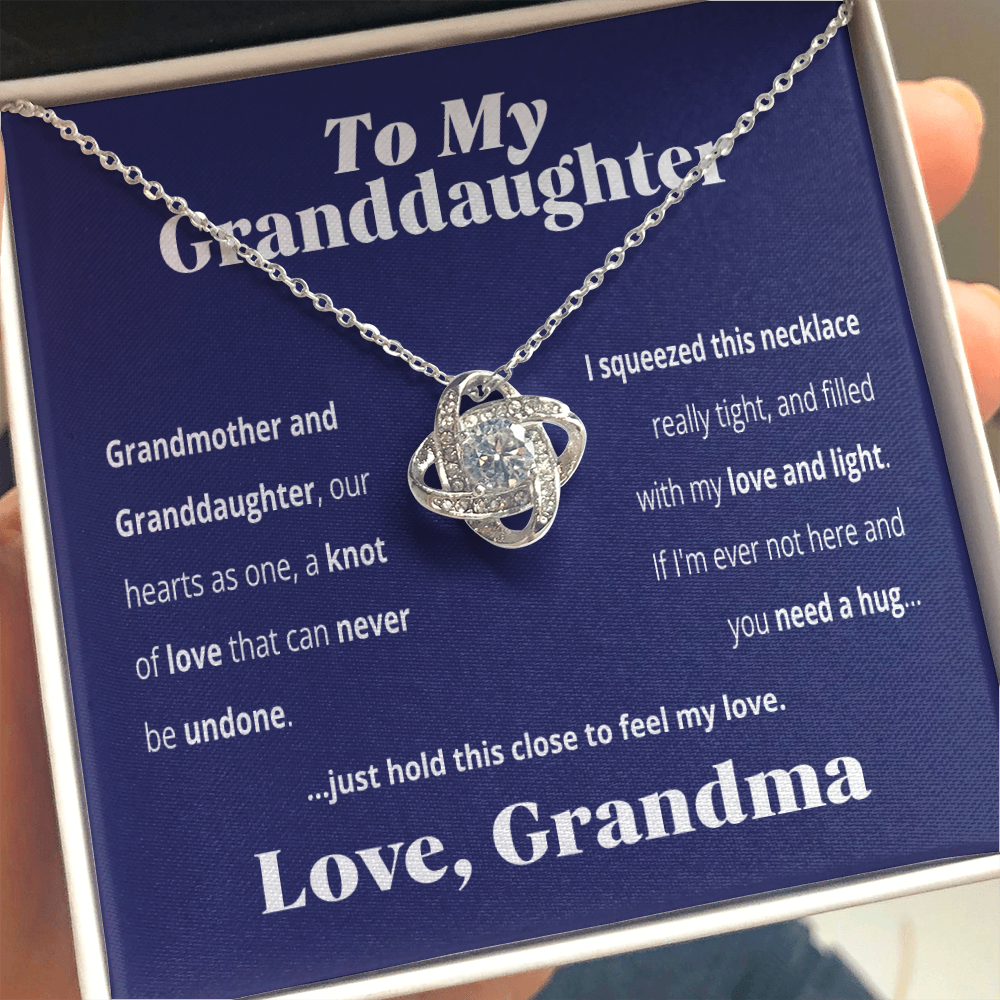 Granddaughter and Grandmother, Knot of Love | 14k White Gold and Stainless Steel Knot Necklace