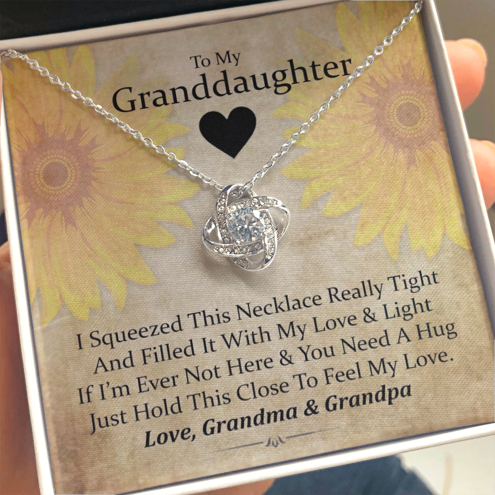 To My Grand Daughter - If I'm Ever Not Here ( Love Grandma & Grandpa) | Stunning Handcrafted 14k Brilliant Gold Family Knot Necklace