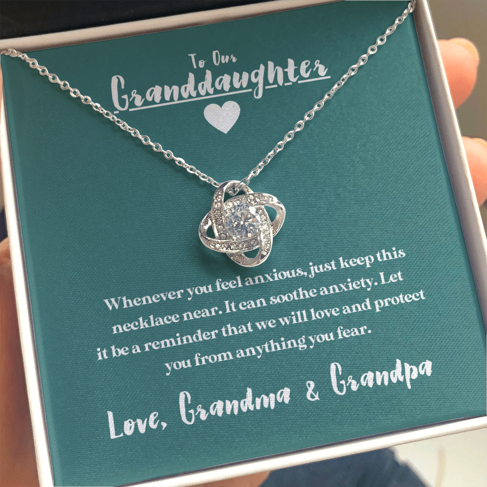 To Our Granddaughter - When You Feel Anxious | 14k White Gold Necklace (Grandma & Grandpa)
