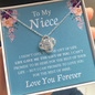 Necklace for Niece | 14k White Gold & Stainless Steel With Box and Poem Card (Blue)