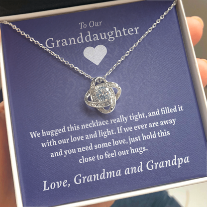 To My Granddaughters (Grandma & Grandpa) | Beautiful 14k White Gold Knot Necklace