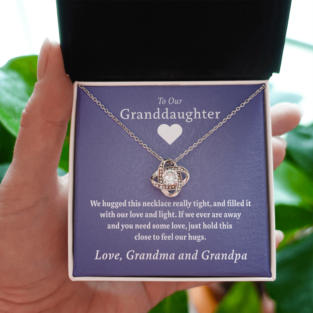To My Granddaughters (Grandma & Grandpa) | Beautiful 14k White Gold Knot Necklace