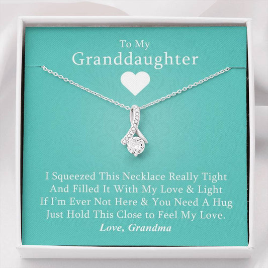 To My Grand Daughter - If I'm Ever Not Here (Love, Grandma) | Beautiful 14K White Gold Family Forever Pendant Necklace & Message Card