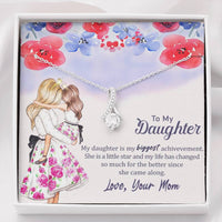To My Daughter - My Biggest Achievement (Love, Your Mom) | Beautiful 14K White Gold Family Forever Pendant