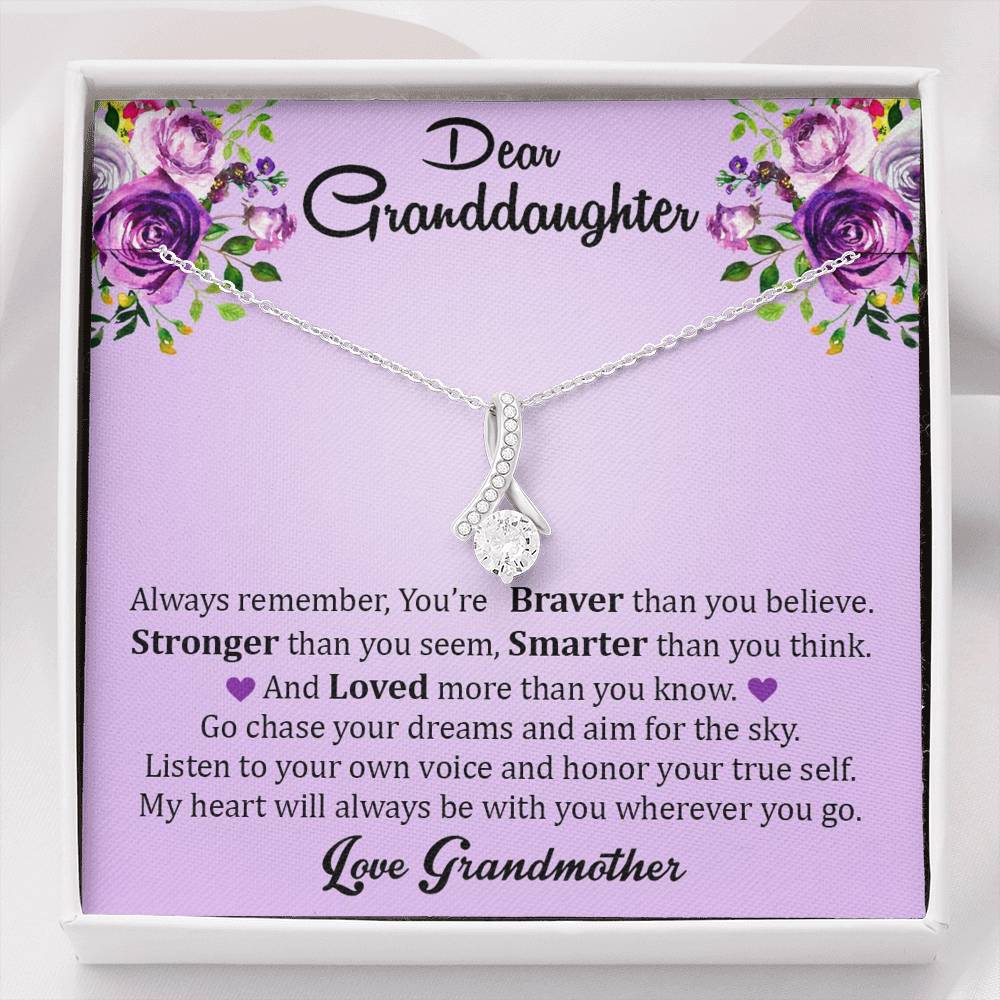 Dear Grand Daughter - Go Chase Your Dreams | Stunning 14K White Gold Family Forever Pendant