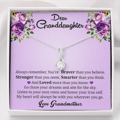 Dear Grand Daughter - Go Chase Your Dreams | Stunning 14K White Gold Family Forever Pendant
