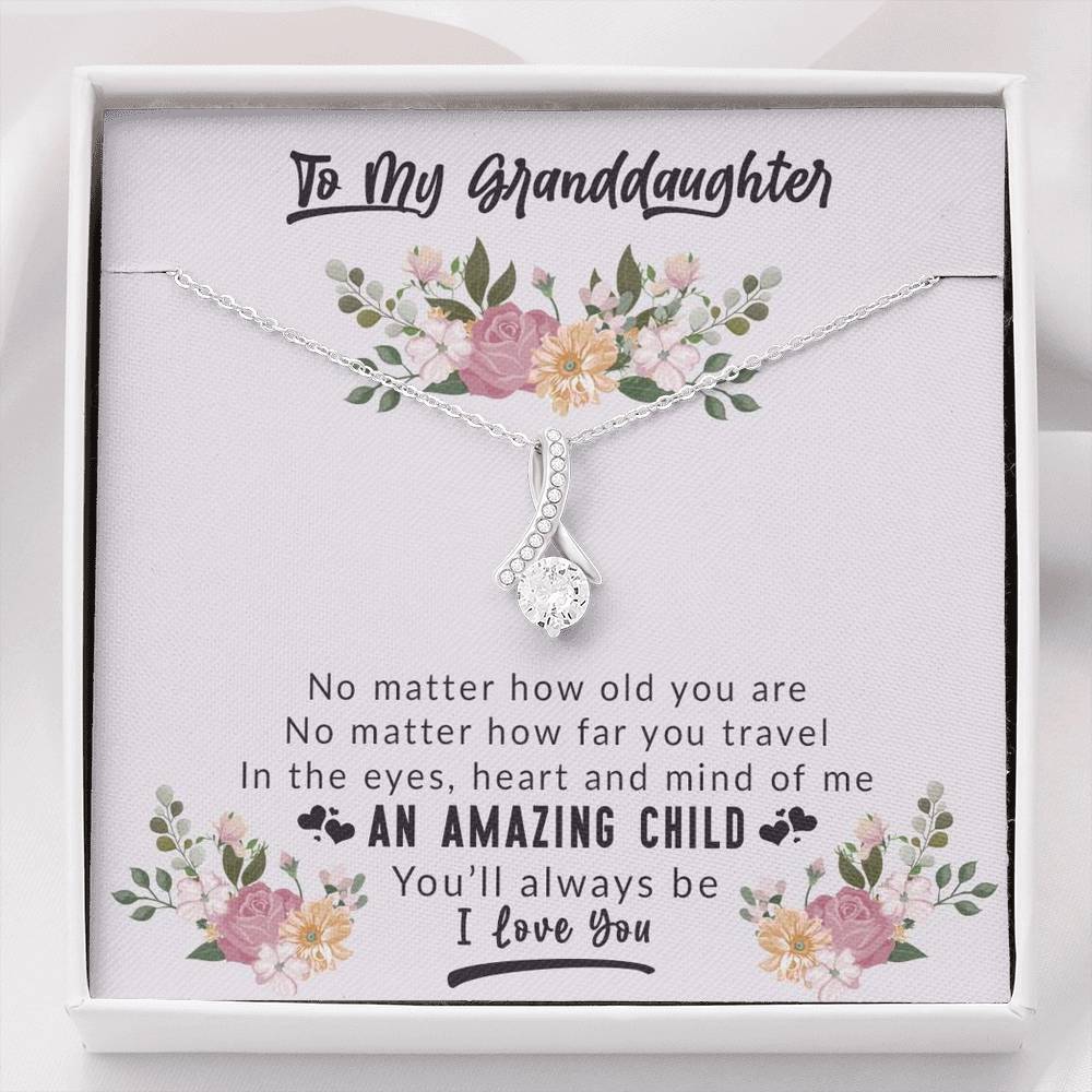 To My Grand Daughter - An Amazing Child You'll Always Be | Beautiful 14K White Gold Family Forever Pendant
