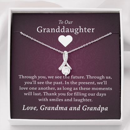 Granddaughter - Our Days of Laughter | 14k White Gold & Stainless Steel Necklace