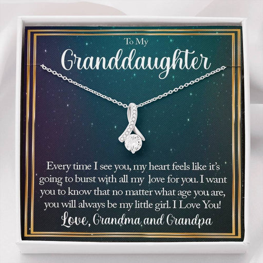 To My Grand Daughter - Always Be My Little Girl (Love Grandma & Grandpa) | Beautiful 14K White Gold Family Forever Pendant Standard Box
