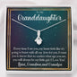 To My Grand Daughter - Always Be My Little Girl (Love Grandma & Grandpa) | Beautiful 14K White Gold Family Forever Pendant